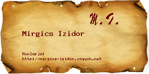 Mirgics Izidor névjegykártya